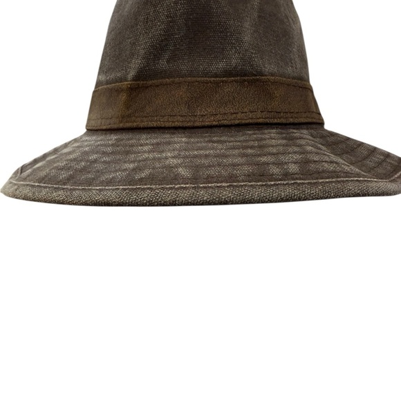 Dorfman Pacific Company Size Large Distressed Cotton Weathered Brown Fedora - Picture 10 of 10